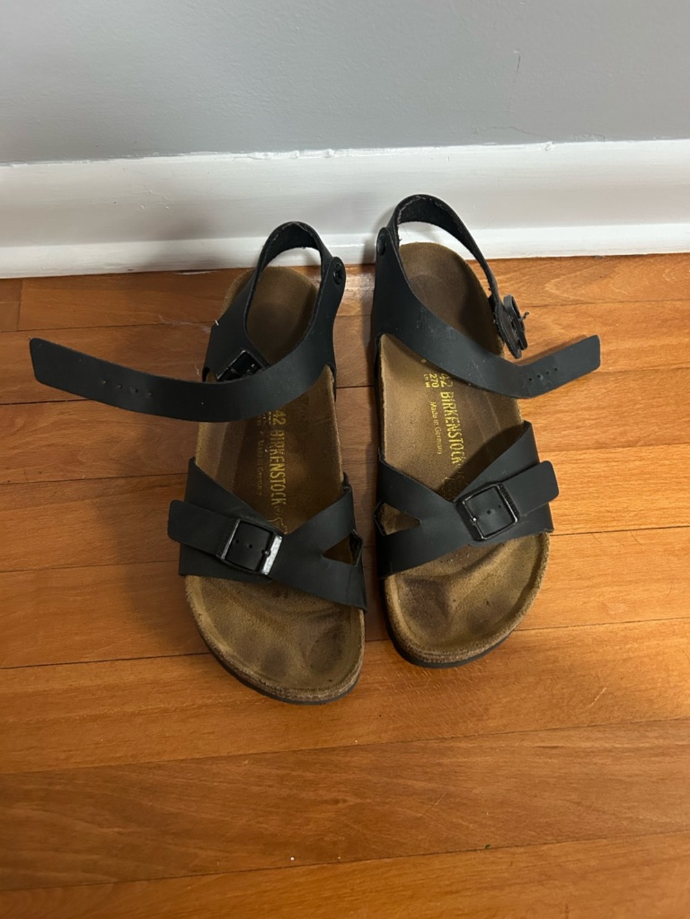 Birkenstock Black Leather Buckle Sandals
